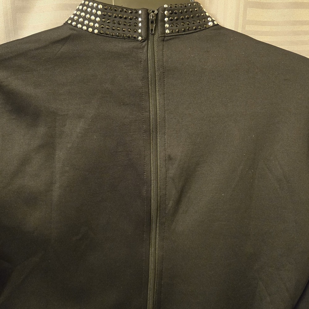 Black Rhinestone Checkered Long-Sleeve Bodysuit - Picture 6 of 11